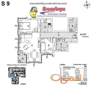 Trosoban stan 62m u izgradnji Telep
